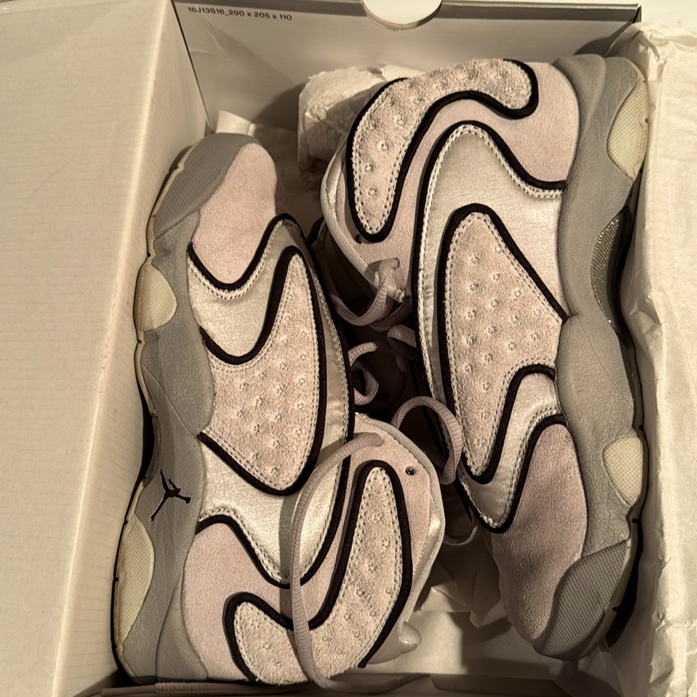 Jordan’s. Cement Grey with black outlining and white, in original box